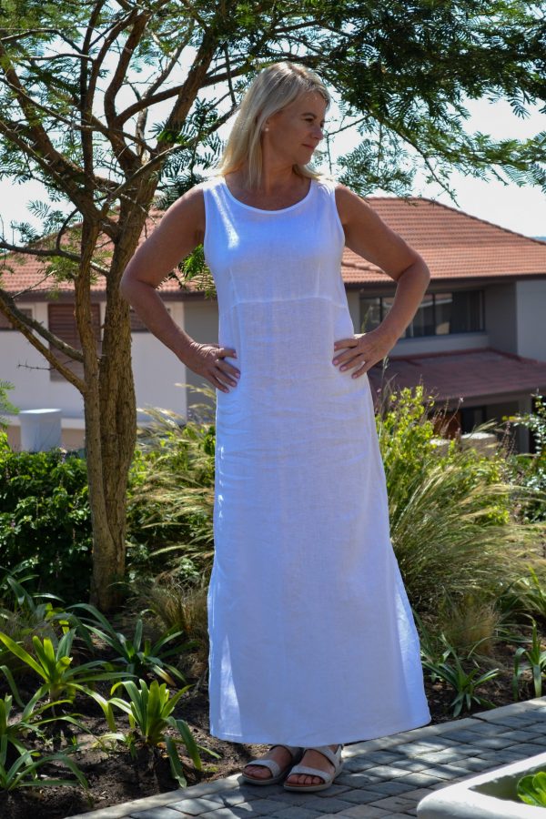 White Linen Empire Dress | Nixz